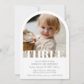 Moderne DRIE foto Eenvoudige boog 3e verjaardagsfe Kaart (Voorkant)