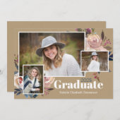 Moderne Drie Foto Waterverf Afstudeerfeest Kaart (Voorkant / Achterkant)