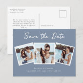 Moderne drie fotobruiloft bespaart de datum briefkaart (Voorkant / Achterkant)