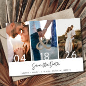 Moderne drie fotobruiloft sparen de Datum Save The Date