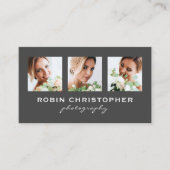 Moderne drie fotocollage-kolenfotograaf visitekaartje (Voorkant)