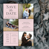 Moderne drie fotocollage | Roze Bewaar de datum Save The Date