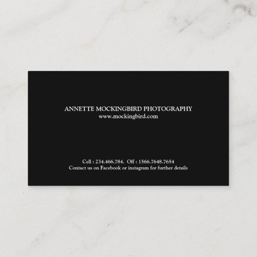 Moderne drie fotografie zwart visitekaartje (Achterkant)