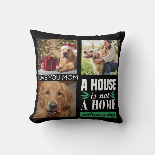 Moderne drie foto's aangepaste collage van de hond kussen (Voorkant)