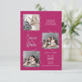 Moderne drie foto's Pet Engaged Couple op Hot Pink (Staand voorkant)
