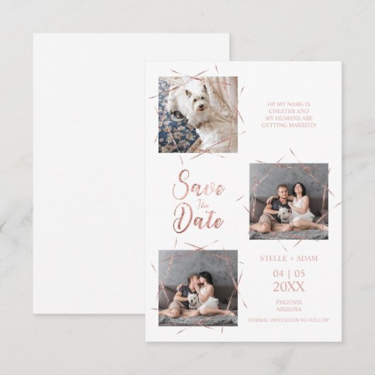 Moderne drie foto's Trendy Roos Gold Effect (Voorkant / Achterkant)