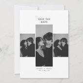 Moderne Drie Foto's Zwart-Wit Bruiloft Save The Date (Voorkant)