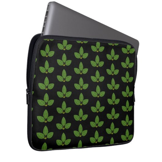 Moderne drie groene bladeren laptop sleeve (Voorkant Rechts)