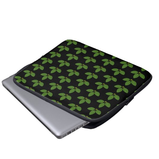 Moderne drie groene bladeren laptop sleeve (Voorkant onderkant)
