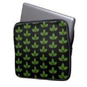 Moderne drie groene bladeren laptop sleeve (Voorkant Links)