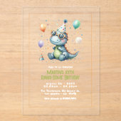 Moderne Drie-Rex Dinosaurus Verjaardagsfeest Acryl Uitnodigingen (Voorkant)