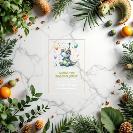 Moderne Drie-Rex Dinosaurus Verjaardagsfeest Acryl Uitnodigingen