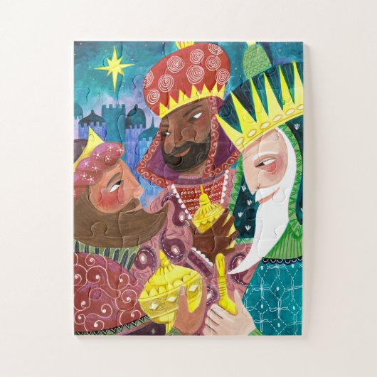 Moderne Drie Wijzen Koningen met ster en geschenke Legpuzzel (Verticaal)