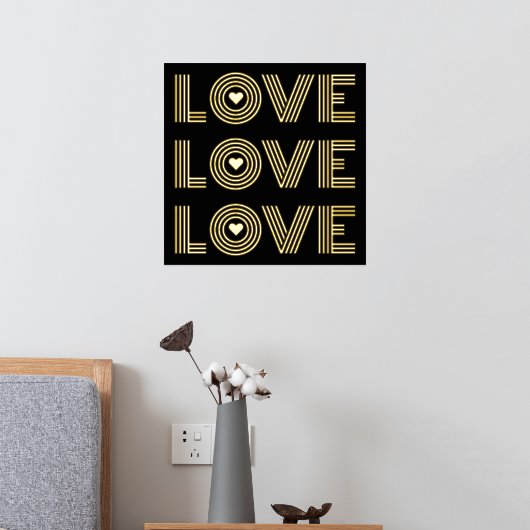 Moderne drie woorden: "LOVE" en hartzwart Folie Afdrukken (Insitu (Slaapkamer 2))