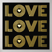 Moderne drie woorden: "LOVE" en hartzwart Folie Afdrukken (Voorkant)