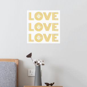 Moderne drie woorden: "LOVE" woord en hart wit Folie Afdrukken