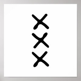 Moderne drie X Monochrome minimalistisch noords Poster