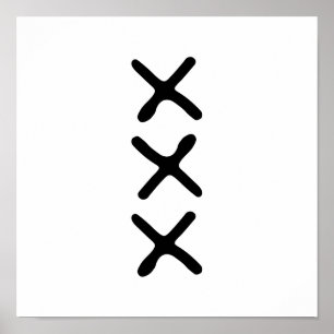Moderne drie X Monochrome minimalistisch noords Poster