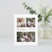 Moderne, driedubbele kerstscript feestdagenkaart (Staand voorkant)