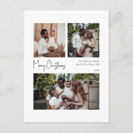 Moderne, driedubbele kerstscript feestdagenkaart