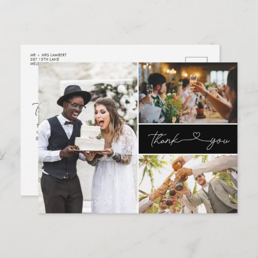 Moderne drieduizend foto-weddenschap Bedankt Uitnodiging Briefkaart (Voorkant / Achterkant)