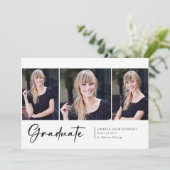 Moderne driefoto script lettertype afstudeerprojec aankondiging (Staand voorkant)
