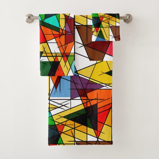 Moderne Driehoek Kleurrijke Geometrisch  Bad Handdoek (Insitu)