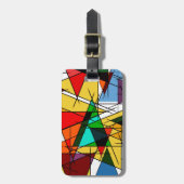 Moderne Driehoek Kleurrijke Geometrisch Bagagelabel (Voorkant verticaal)