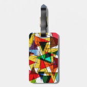 Moderne Driehoek Kleurrijke Geometrisch Bagagelabel (Achterkant verticaal)