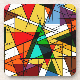 Moderne Driehoek Kleurrijke Geometrisch  Bier Onderzetter