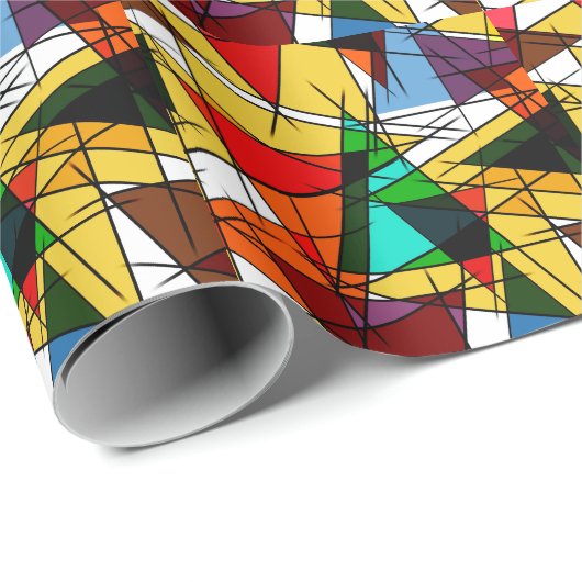 Moderne Driehoek Kleurrijke Geometrisch  Cadeaupapier (Rol Hoek)