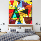 Moderne Driehoek Kleurrijke Geometrisch Canvas Afdruk (Insitu (Slaapkamer))