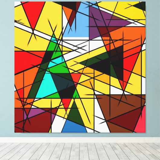Moderne Driehoek Kleurrijke Geometrisch Canvas Afdruk (Insitu (Houten vloer))