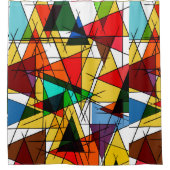 Moderne Driehoek Kleurrijke Geometrisch Douchegordijn (Voorkant)