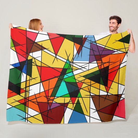 Moderne Driehoek Kleurrijke Geometrisch Fleece Deken (In situ)
