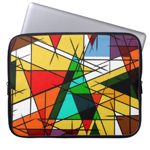 Moderne Driehoek Kleurrijke Geometrisch  Laptop Sleeve