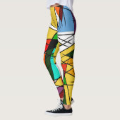 Moderne Driehoek Kleurrijke Geometrisch Leggings (Links)