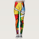Moderne Driehoek Kleurrijke Geometrisch Leggings (Voorkant)
