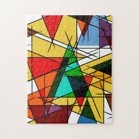 Moderne Driehoek Kleurrijke Geometrisch  Legpuzzel (Verticaal)