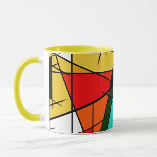 Moderne Driehoek Kleurrijke Geometrisch  Mok (Links)