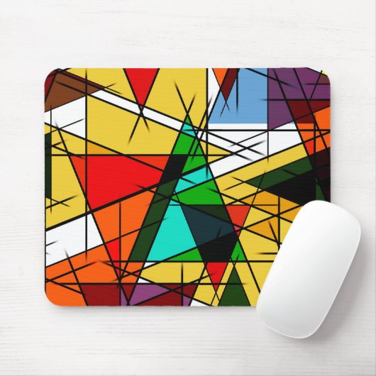 Moderne Driehoek Kleurrijke Geometrisch Muismat (Met muis)
