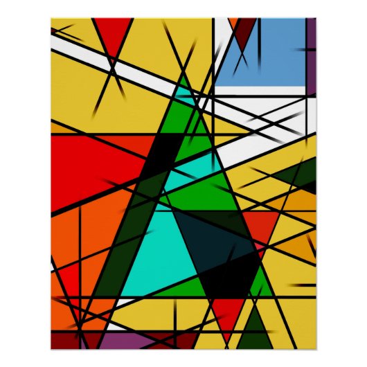 Moderne Driehoek Kleurrijke Geometrisch Perfect Poster (Voorkant)