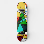 Moderne Driehoek Kleurrijke Geometrisch Persoonlijk Skateboard (Voorkant)