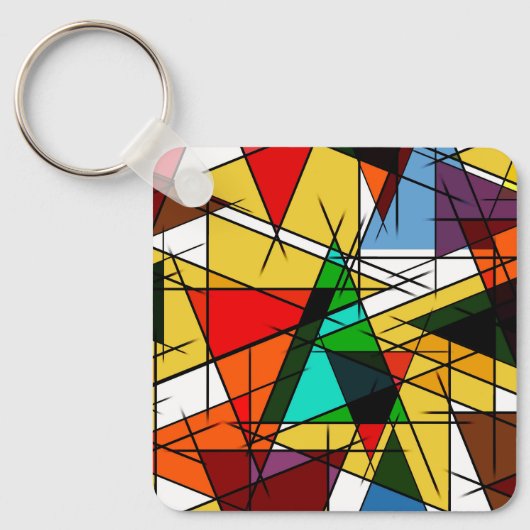 Moderne Driehoek Kleurrijke Geometrisch  Sleutelhanger (Voorkant)