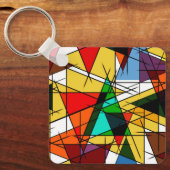 Moderne Driehoek Kleurrijke Geometrisch  Sleutelhanger (Voorkant)