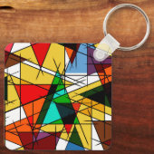 Moderne Driehoek Kleurrijke Geometrisch  Sleutelhanger (Achterkant)