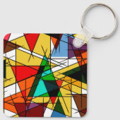 Moderne Driehoek Kleurrijke Geometrisch  Sleutelhanger (Achterkant)