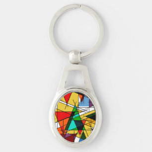 Moderne Driehoek Kleurrijke Geometrisch Sleutelhanger