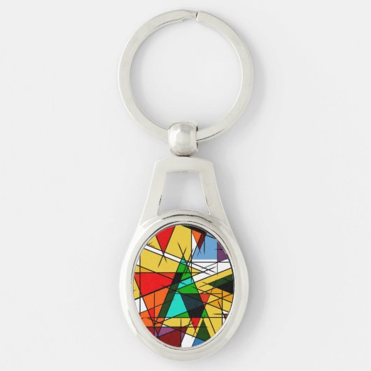 Moderne Driehoek Kleurrijke Geometrisch  Sleutelhanger (Voorkant)