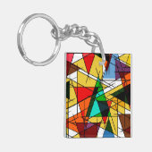 Moderne Driehoek Kleurrijke Geometrisch  Sleutelhanger (Voorkant Links)